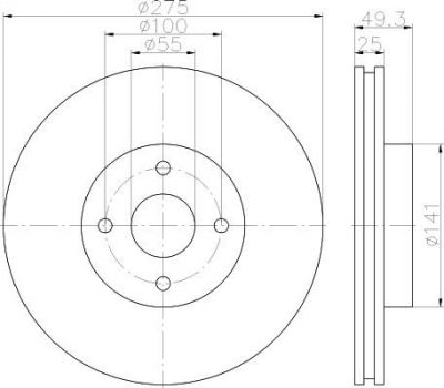 Hella 8DD 355 115-741 тормозной диск на TOYOTA MATRIX (ZZE13_)