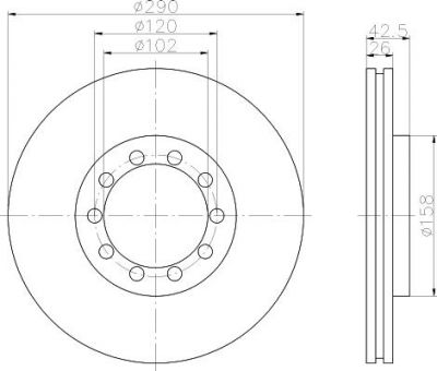 Hella 8DD 355 117-601 тормозной диск на RENAULT TRUCKS MASCOTT c бортовой платформой/ходовая часть