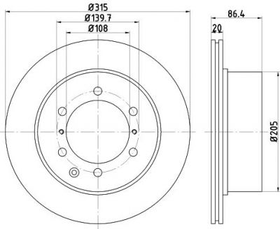 Hella 8DD 355 118-141 тормозной диск на HYUNDAI TERRACAN (HP)