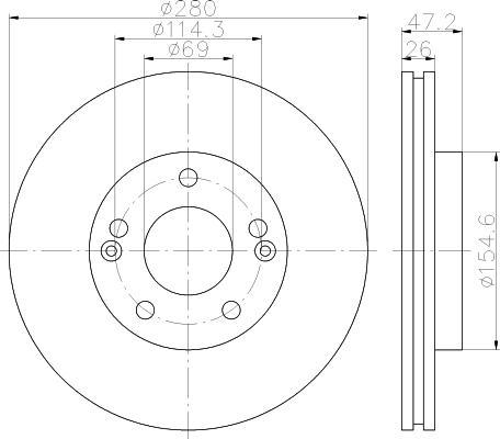 Hella 8DD 355 118-151 тормозной диск на KIA CEE'D SW (ED)