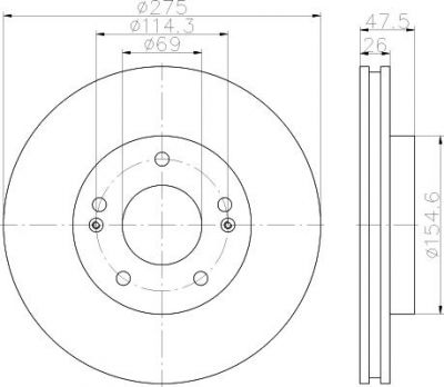 Hella 8DD 355 118-321 тормозной диск на HYUNDAI ELANTRA седан (HD)