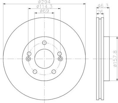 Hella 8DD 355 118-671 тормозной диск на HYUNDAI SANTA FE I (SM)