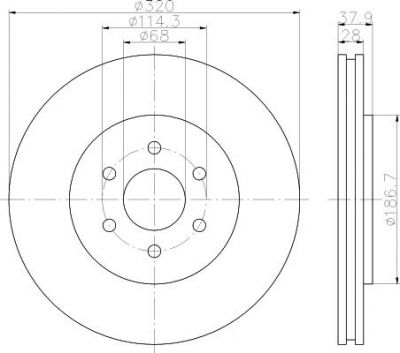 Hella 8DD 355 119-001 тормозной диск на NISSAN PATHFINDER IV (R52)