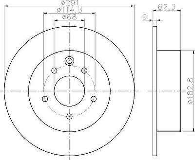 Hella 8DD 355 119-101 тормозной диск на NISSAN QASHQAI / QASHQAI +2 (J10, JJ10)