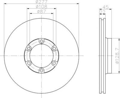 Hella 8DD 355 120-001 тормозной диск на MITSUBISHI L 300 фургон (P0_W, P1_W, P0_V, P1_V, P_2V, P2_W)