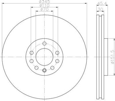 Hella 8DD 355 120-091 тормозной диск на SAAB 9-3 (YS3F)