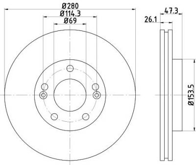 Hella 8DD 355 120-141 тормозной диск на KIA VENGA (YN)