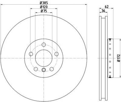 Hella 8DD 355 120-721 тормозной диск на X6 (E71, E72)