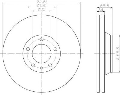 Hella 8DD 355 121-091 тормозной диск на VW TOUAREG (7LA, 7L6, 7L7)