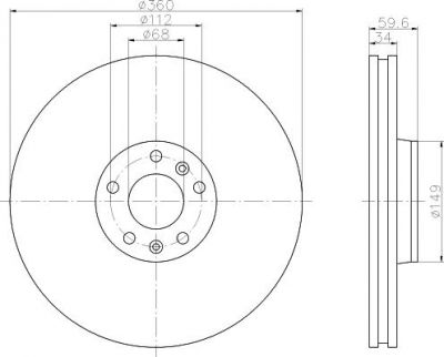 Hella 8DD 355 121-281 тормозной диск на VW PHAETON (3D_)