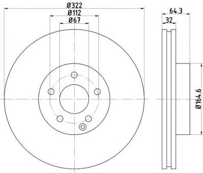 Hella 8DD 355 121-481 тормозной диск на MERCEDES-BENZ E-CLASS купе (C207)