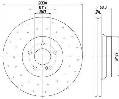 Hella 8DD 355 121-681 тормозной диск на MERCEDES-BENZ CLS (C219)