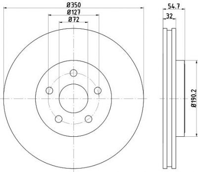 Hella 8DD 355 122-411 тормозной диск на JEEP GRAND CHEROKEE IV (WK, WK2)