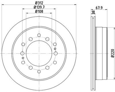 Hella 8DD 355 122-711 тормозной диск на TOYOTA FJ CRUISER (GSJ1_)