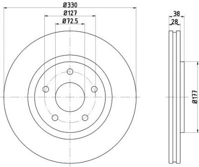 Hella 8DD 355 123-151 тормозной диск на FIAT FREEMONT (JC_, JF_)