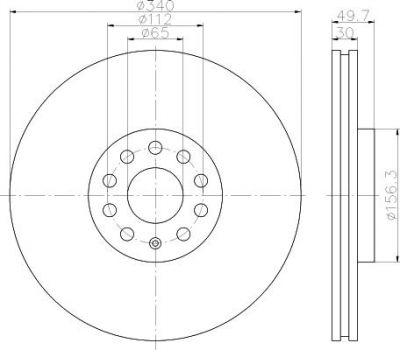 Hella 8DD 355 129-241 тормозной диск на SKODA YETI (5L)