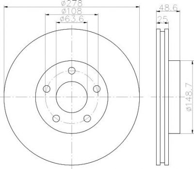 Hella 8DD 355 129-361 тормозной диск на FORD FOCUS III седан