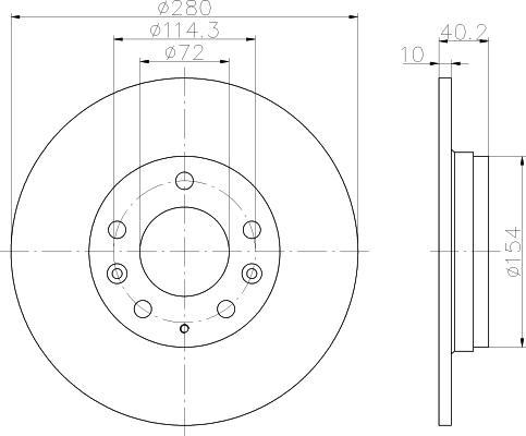 HELLA Диск тормозной MAZDA 6 07>/MX-5 08>/MAZDA 323 01>04/MAZDA 626 99>02 задний (G25Y26251, 8DD355110-381)