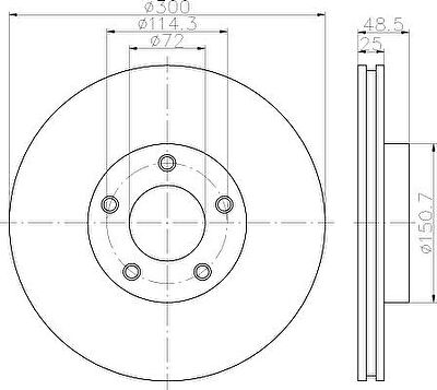 HELLA Диск тормозной MAZDA 3 2.0 03-/MAZDA 5 R16/17/18 05- передний вент. (BP6Y3325XD, 8DD355110-891)