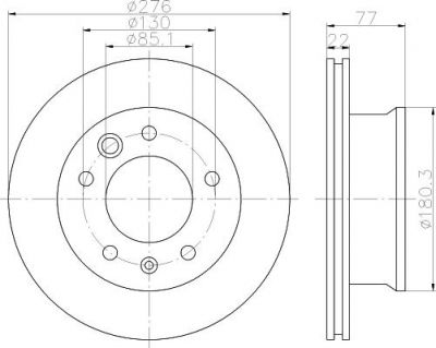 HELLA Диск тормозной MERCEDES SPRINTER 95>06/VW LT 28-46 95>06 передний вент. (9014210312, 8DD355111-001)