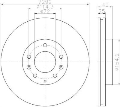 HELLA Диск тормозной MAZDA 6 07> передний вент. (G33Y3325X, 8DD355115-771)