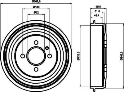 Hella 8DT 355 300-011 тормозной барабан на 3 (E30)