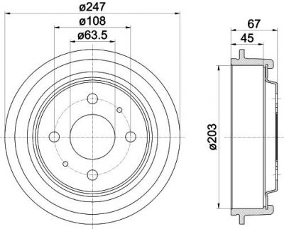 Hella 8DT 355 300-101 тормозной барабан на FORD TAUNUS '80 (GBS, GBNS)