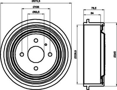 Hella 8DT 355 300-131 тормозной барабан на FORD SIERRA (GBG, GB4)