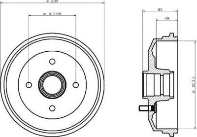 Hella 8DT 355 300-171 тормозной барабан на FORD ESCORT VII седан (GAL, AFL)