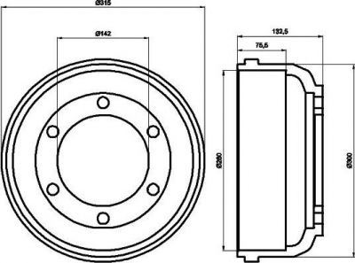 Hella 8DT 355 300-211 тормозной барабан на FORD TRANSIT c бортовой платформой/ходовая часть (E_ _)