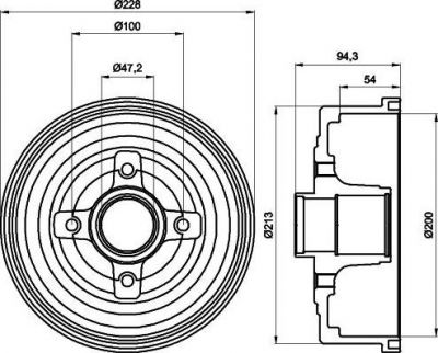 Hella 8DT 355 300-411 тормозной барабан на OPEL CORSA C (F08, F68)