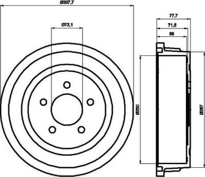 Hella 8DT 355 300-721 тормозной барабан на DODGE CARAVAN