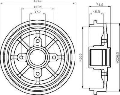 Hella 8DT 355 300-731 тормозной барабан на PEUGEOT 206 SW (2E/K)