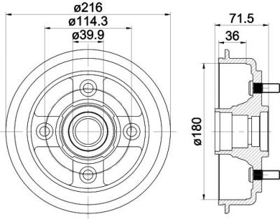 Hella 8DT 355 300-851 тормозной барабан на HYUNDAI ELANTRA седан (HD)