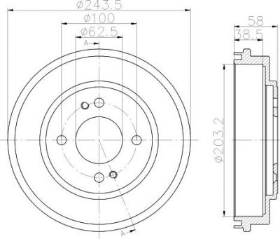 Hella 8DT 355 301-041 тормозной барабан на HYUNDAI GETZ (TB)