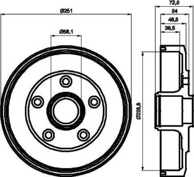 Hella 8DT 355 301-301 тормозной барабан на MAZDA 626 III Hatchback (GD)