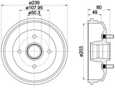 Hella 8DT 355 301-361 тормозной барабан на FORD ESCORT VII седан (GAL, AFL)