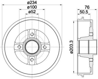 Hella 8DT 355 301-401 тормозной барабан на RENAULT CLIO II (BB0/1/2_, CB0/1/2_)