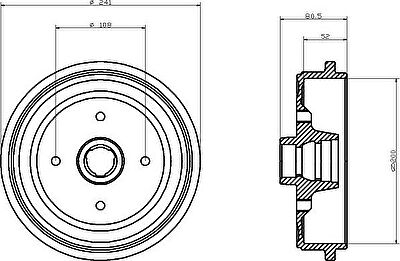 Hella 8DT 355 301-461 тормозной барабан на AUDI 80 (89, 89Q, 8A, B3)