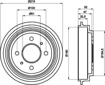 Hella 8DT 355 301-471 тормозной барабан на NISSAN MICRA I (K10)