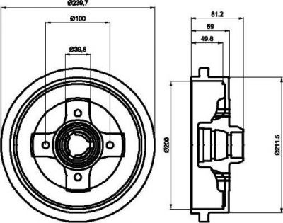 Hella 8DT 355 301-701 тормозной барабан на SKODA FELICIA I Fun (797)