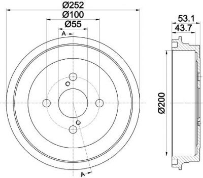 Hella 8DT 355 301-901 тормозной барабан на TOYOTA YARIS (NHP13_, NSP13_, NCP13_, KSP13_, NLP13_)