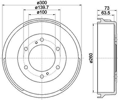 Hella 8DT 355 302-361 тормозной барабан на NISSAN TERRANO I (WD21)