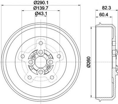 Hella 8DT 355 302-501 тормозной барабан на KIA RETONA (CE)