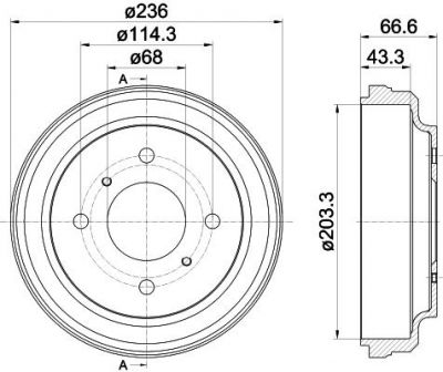Hella 8DT 355 302-531 тормозной барабан на NISSAN ALMERA Classic (B10)