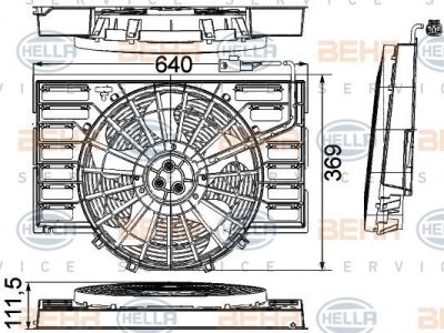 Hella 8EW 351 041-281 вентилятор, конденсатор кондиционера на 7 (E65, E66, E67)