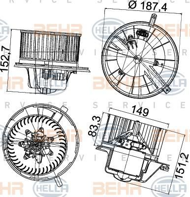 Hella 8EW 351 043-211 вентилятор салона на SKODA SUPERB универсал (3T5)