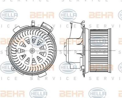 HELLA Мотор вентилятора отопителя (печки) PSA 206, Xsara Picasso (6441J9, 8EW009159-481)