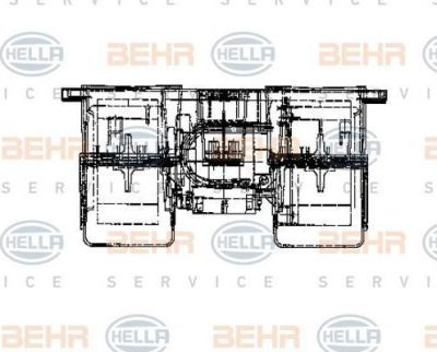HELLA Электродвигатель отопителя салона в сборе с крыльчаткой MB MK, SK (8EW009160-631)