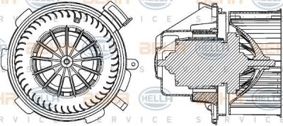 HELLA Вентилятор радиатора MERCEDES SPRINTER 06- б/конд (000 835 60 07, 8EW351034-061)